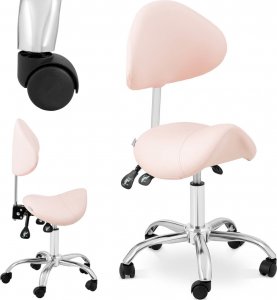Physa Krzesło kosmetyczne siodłowe z oparciem obrotowe regulowane MANNHEIM POWDER PINK różowe Krzesło kosmetyczne siodłowe z oparciem obrotowe regulowane MANNHEIM POWDER PINK różowe 1