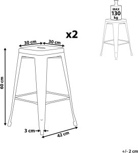 Beliani Zestaw 2 stołków barowych metalowych 60 cm różowy CABRILLO! 7