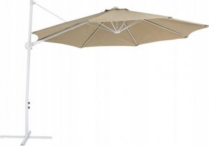 Beliani Lumarko Parasol ogrodowy ⌀ 295 cm szarobeżowy z białym SAVONA II! 1
