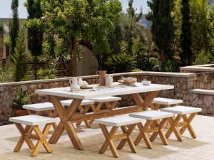 Beliani Stołek ogrodowy biały OLBIA! 2