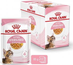Royal Canin ROYAL CANIN Kitten Sterilised 12x85g karma mokra w galaretce dla kociąt do 12 miesiąca życia, sterylizowanych + Royal Canin Piłeczka dla kota GRATIS 2