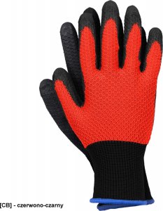 R.E.I.S. OX-HEXA - Rękawice ochronne powlekanie poliuretanem, wysoka manualność elastyczność, ściągacz - czerwono-czarny 10 1
