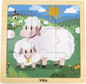 Viga Toys VIGA Poręczne Drewniane Puzzle Owieczki 9 elementów 1