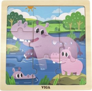 Viga Toys VIGA Poręczne Drewniane Puzzle Hipopotamy 9 elementów 1