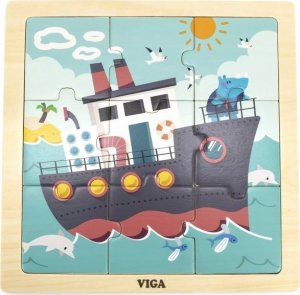 Viga Toys VIGA Poręczne Drewniane Puzzle Statek 9 elementów 1