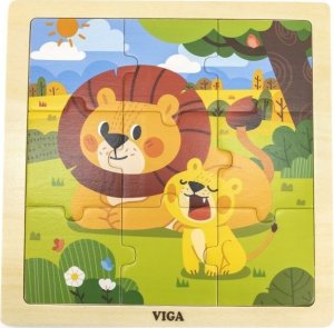 Viga Toys VIGA Poręczne Drewniane Puzzle Lwy 9 elementów 1