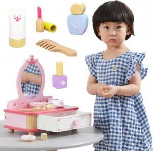 Viga Toys Viga Różowa Toaletka Drewniana Do Makijażu z Lustrem + Akcesoria 1