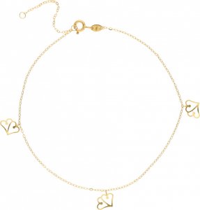 Rosanto Regulowana złota bransoleta na nogę z motywem serca  21-25 cm 585 14k 1
