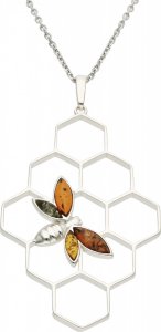 Rosanto Srebrna zawieszka w kształcie plastra miodu z wizerunkiem pszczoły 925 1