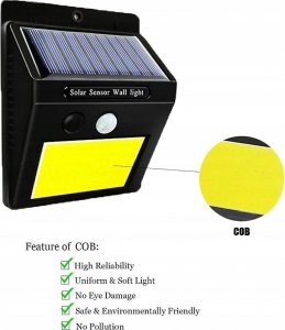 Kinkiet Lampa solarna COB z czujnikiem ruchu i zmierzchu m 2