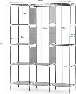 Homede HOMEDE Szafa materiałowa tekstylna TILLY 170X130X45 grafitowa 15