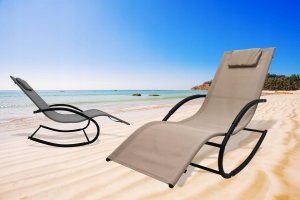 kontrast Leżak bujany krzesło ROCKY szary 8