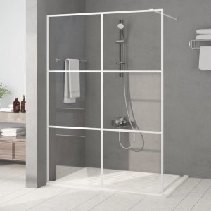 vidaXL Ścianka prysznicowa, biała, 140x195 cm, przezroczyste szkło ESG 1