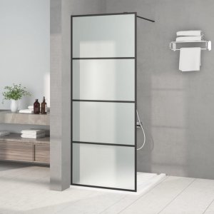 vidaXL Ścianka prysznicowa, czarna, 80x195 cm, mrożone szkło ESG 1