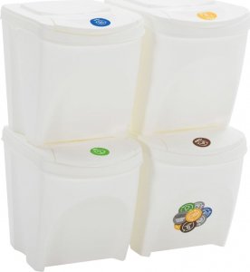 Kosz na śmieci vidaXL Sztaplowane kosze na śmieci, 4 szt., białe, 100 L, polipropylen 2