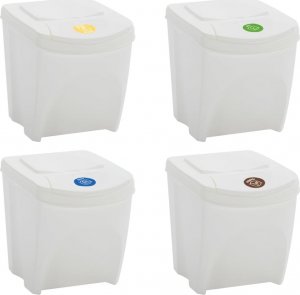 Kosz na śmieci vidaXL Sztaplowane kosze na śmieci, 4 szt., białe, 100 L, polipropylen 3
