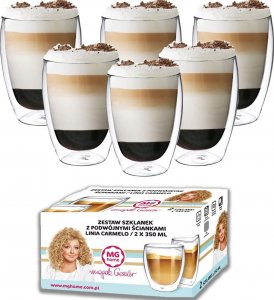 MG Home Szklanki termiczne do kawy latte 350 ml latte zestaw 6 sztuk 1