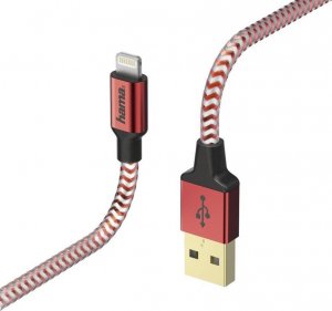 Kabel USB Hama USB-A - Lightning 1.5 m Czerwony 1