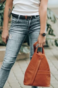 Vera Pelle Granatowy Vera Pelle włoski Plecak Skórzany damski mały T52 NoSize 6