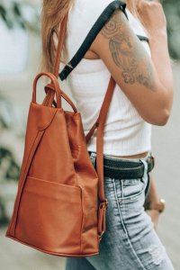 Vera Pelle Granatowy Vera Pelle włoski Plecak Skórzany damski mały T52 NoSize 7