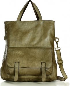Marco Mazzini handmade Skórzana torebka plecak z kieszenią z przodu - MARCO MAZZINI beż khaki NoSize 1