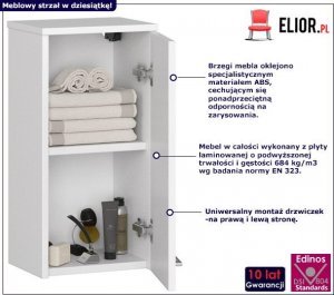 Elior Biała wisząca szafka łazienkowa z półkami - Optima 2