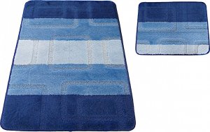 Profeos Niebieskie wzorzyste dywaniki łazienkowe - Amris 3X 1