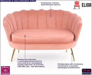Elior Różowa dwuosobowa sofa muszelka - Vimero 4X 2