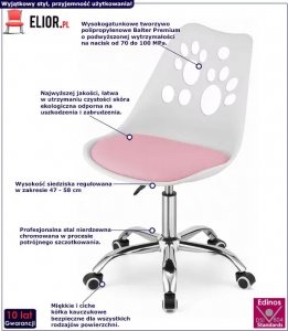 Elior Biało-różowy obrotowy fotel dla dzieci - Parpa 2