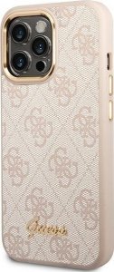 Guess Etui do iPhone 14 Pro 6,1" różowy/pink hard case 4G Vintage Gold Logo 2