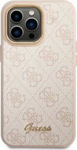 Guess Etui do iPhone 14 Pro 6,1" różowy/pink hard case 4G Vintage Gold Logo 3