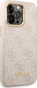 Guess Etui do iPhone 14 Pro 6,1" różowy/pink hard case 4G Vintage Gold Logo 4