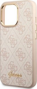 Guess Etui do iPhone 14 Pro 6,1" różowy/pink hard case 4G Vintage Gold Logo 6