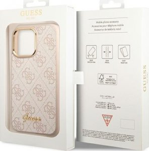 Guess Etui do iPhone 14 Pro 6,1" różowy/pink hard case 4G Vintage Gold Logo 8