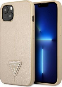 Guess Etui Guess do iPhone 14 6,1" beżowy/beige hardcase SaffianoTriangle Logo 1