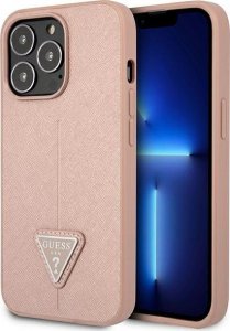 Guess Etui Guess do iPhone 14 Pro Max 6,7" różowy/pink hardcase SaffianoTriangle Logo 1