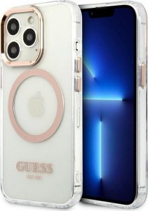 Guess Etui Guess do iPhone 13 Pro Max 6,7" złoty/gold hard case Metal Outline Magsafe 1