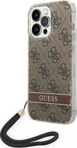 Guess Etui Guess do iPhone 14 Pro Max 6,7" brązowy/brown hardcase 4G Print Strap 1