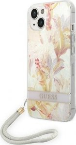 Guess Etui Guess do iPhone 14 Plus 6,7" fioletowy/purple hardcase Flower Strap 1