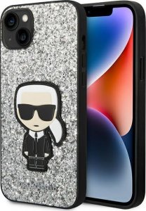 Karl Lagerfeld Etui Karl Lagerfeld do iPhone 14 6,1" hardcase srebrny/silver Glitter Flakes Ikonik 1