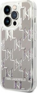 Karl Lagerfeld Etui Karl Lagerfeld do iPhone 14 Pro Max 6,7" hardcase srebrny/silver Liquid Glitter Monogram 2