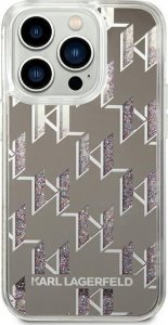 Karl Lagerfeld Etui Karl Lagerfeld do iPhone 14 Pro Max 6,7" hardcase srebrny/silver Liquid Glitter Monogram 3