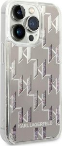 Karl Lagerfeld Etui Karl Lagerfeld do iPhone 14 Pro Max 6,7" hardcase srebrny/silver Liquid Glitter Monogram 4