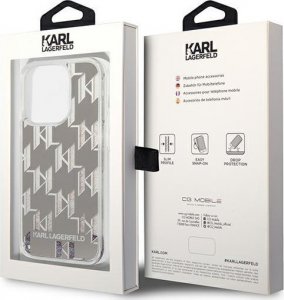 Karl Lagerfeld Etui Karl Lagerfeld do iPhone 14 Pro Max 6,7" hardcase srebrny/silver Liquid Glitter Monogram 8