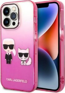 Karl Lagerfeld Etui Karl Lagerfeld do iPhone 14 Pro 6,1" hardcase różowy/pink Gradient Ikonik Karl & Choupette 1