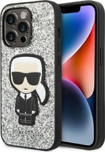 Karl Lagerfeld Etui Karl Lagerfeld do iPhone 14 Pro Max 6,7" hardcase srebrny/silver Glitter Flakes Ikonik 1
