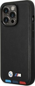 BMW Etui do iPhone 14 Pro 6,1" czarny/black Leather Stamp Tricolor Magsafe 2