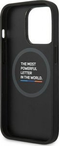 BMW Etui do iPhone 14 Pro 6,1" czarny/black Leather Stamp Tricolor Magsafe 7