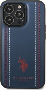 U.S. Polo Etui US Polo do iPhone 14 Pro Max 6,7" granatowy/navy blue Leather Stitch 3