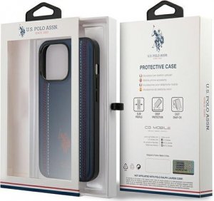 U.S. Polo Etui US Polo do iPhone 14 Pro Max 6,7" granatowy/navy blue Leather Stitch 8